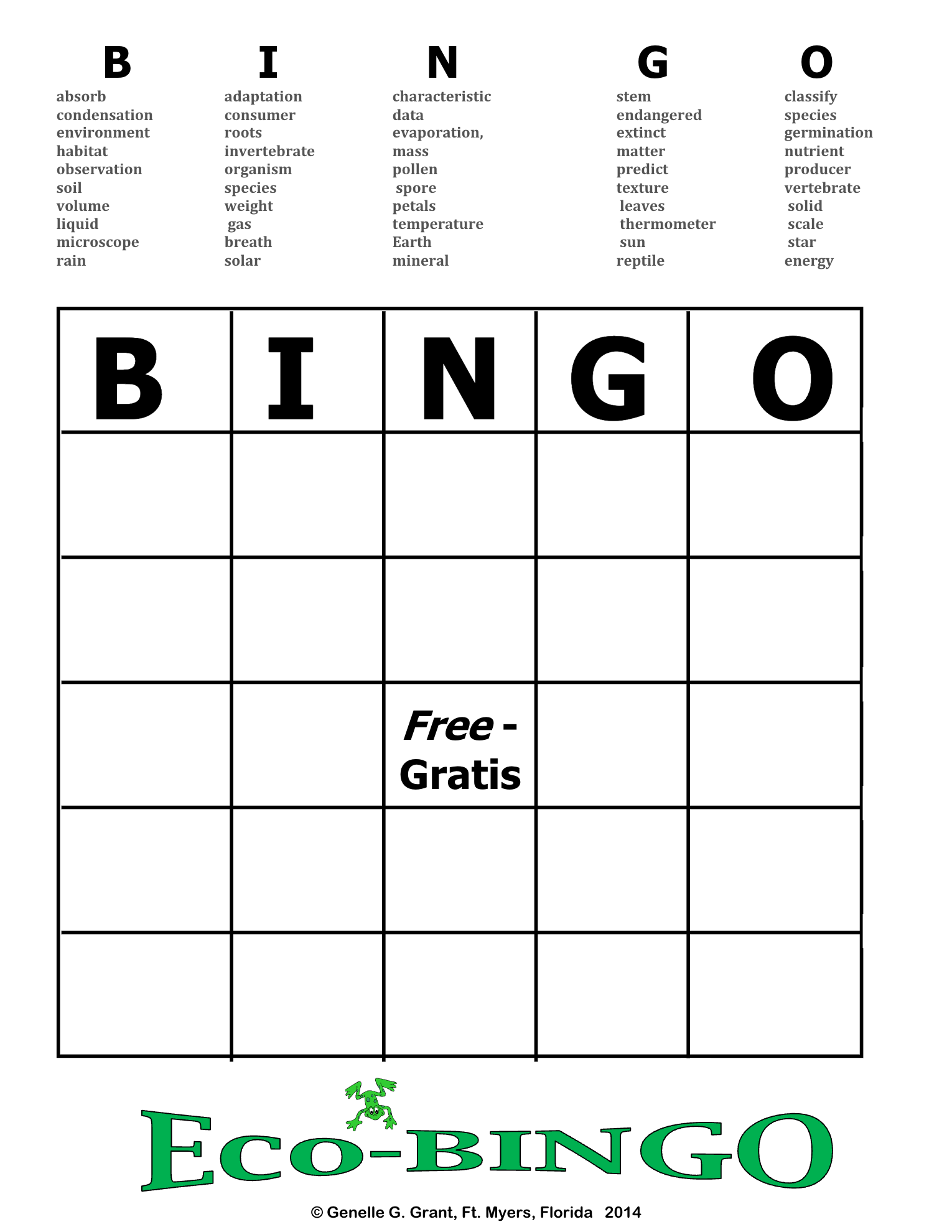 ECO Bingo Card